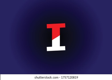 Red and White I letter on dark blue background vector