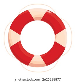 Red and white lifebuoy floating, offering a symbol of safety and security for those enjoying water activities
