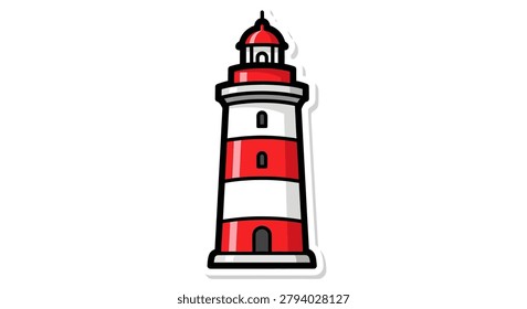Red and white lighthouse striped tower