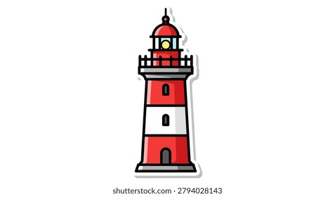 Red and white lighthouse tower building