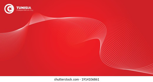 Red and white line art background with tunisian flag design. Good template for Tunisia Independence day design.