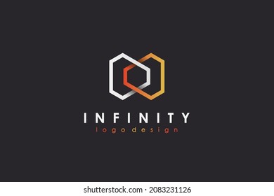 Red and White Line Infinity Logo isolated on Dark Background. Flat Vector Logo Design Template Element for Business and Branding Logos.