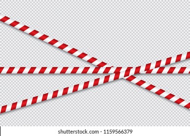 Red and white lines of barrier tape. The pole guard protects against the lack of input. Red and white barricade on a transparent background. Realistic red and white danger tape.