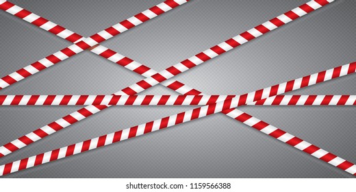 Red and white lines of barrier tape. The pole guard protects against the lack of input. Red and white barricade on a transparent background. Realistic red and white danger tape.