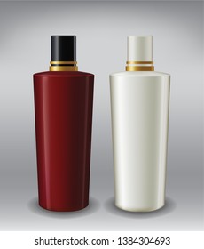 Red White Liquid Opaque Plastic Bottle and Lid Product Packaging Realistic