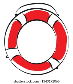 Vermelho e branco ilustração de vetor boia ao vivo sobre fundo branco 