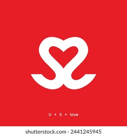 A red and white logo with a heart symbol and US or SS initials