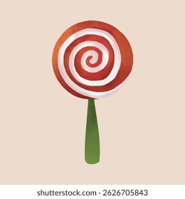 red white lollipop candy in watercolor with isolated background