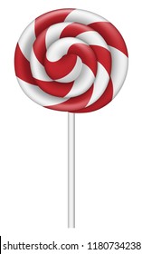 Red white lollipop icon. Realistic illustration of red white lollipop vector icon for web design isolated on white background