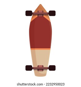 Red white longboard icon cartoon vector. Skateboard shape. Equipment deck