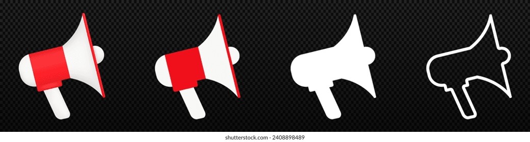 Red and white loud speaker. Loudspeaker or megaphone