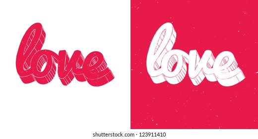 red and white love lettering comic style