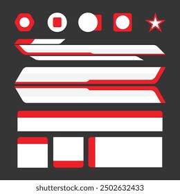 Red and White Lower Third Design Vector, Great for Video Streaming Needs