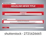 Red and White Lower Third News Graphics for Live Broadcast and Breaking News Segments