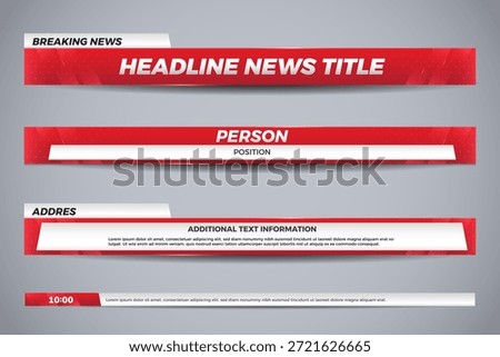 Red and White Lower Third News Graphics for Live Broadcast and Breaking News Segments