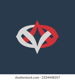 red and white luxury monogram logo vector design template