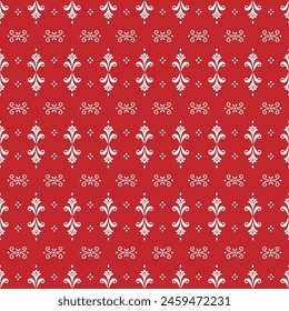 Red and white luxury vector seamless pattern. Ornament, Traditional, Ethnic, Arabic, Turkish, Indian motifs. Great for fabric and textile, wallpaper, packaging design or any desired idea.
