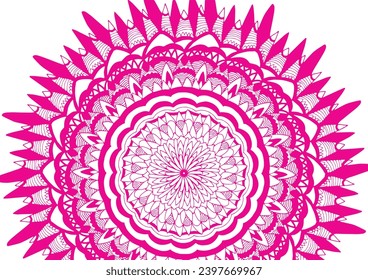 Mandala roja y blanca sobre un fondo blanco. Ilustración Resumen.