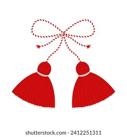 Red and white marcisor. A symbol of the meeting of spring. Vector illustration.