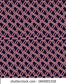 Red and white Marine rope knot pentagon shape seamless pattern. Illustration nautical vibes,Design for fashion , fabric, textile, wallpaper, cover, web , wrapping and all prints on dark navy blue