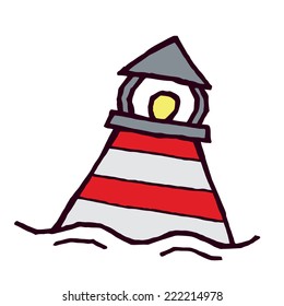 red and white marker buoy- stylized vector illustration