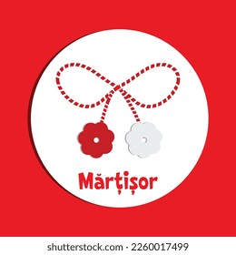Red And White Martisor 1 March Spring Celebration Traditional Vector Romania