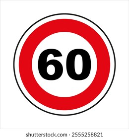 Red and white maximum speed limit traffic sign indicating 60 kilometers or miles per hour.