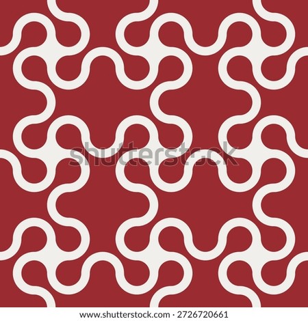 Red and White Meatball Abstract Geometry Seamless Pattern vector illustration