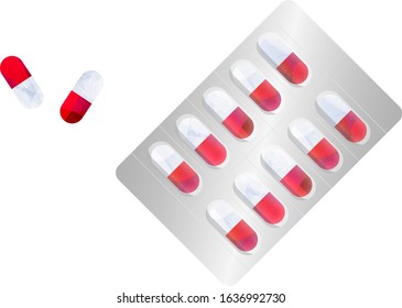 red and white medicine capsules,vector illustration