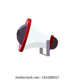 Red and white megaphone illustration. Loud speaker, dynamic, meeting. Demonstration concept. Vector illustration can be used for topics like event, speech
