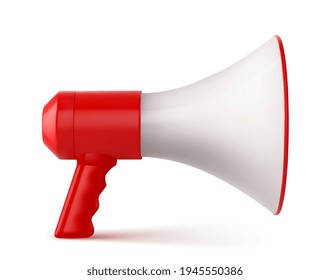 Red and White Megaphone Isolated on White Background. Vector illustration