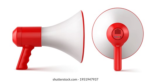 Red and White Megaphone Isolated on White Background. Vector illustration