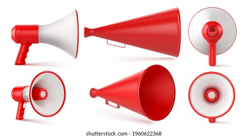 Red and White Megaphone Isolated on White Background. Vector illustration