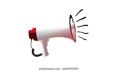 Red and white megaphone isolated on transparent background