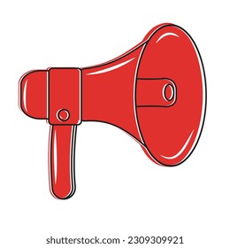 Red and White Megaphone Isolated on White Background. Vector illustration