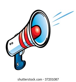 Red and white Megaphone, loudspeaker