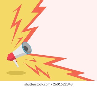 Red and white megaphone vector colorful illustration.