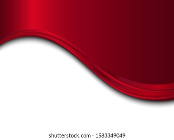 Red and white metal background with wave. Abstract vector background