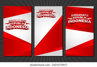 fondo abstracto rojo y blanco moderno con tipografía ficticia del día de la independencia indonesia