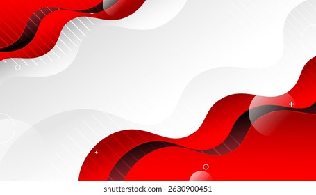 Fondo abstracto moderno blanco rojo con ondas dinámicas