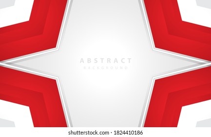 Red and white modern abstract frame background vector. 3D Overlap layers effect.