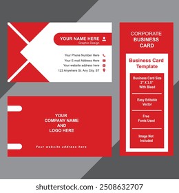 Red and White Modern Corporate Creative Exclusive Editing Business Card Design Double-Sided