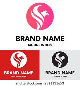 Diseño del logotipo del ave águila moderna de color rojo y blanco	