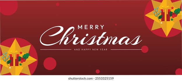 Red And White Modern Merry Christmas background banner poster art design. festive decoration wish you happy new year 2025 and happy merry Christmas wallpaper design. 