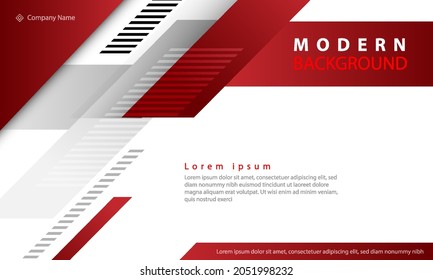 Red and white modern presentation layout geometric background. Template design for poster, banner, backdrop, flyer, etc. Vector illustration