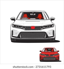 Vetor de carro modificado vermelho e branco é muito bom para uso como referência e design