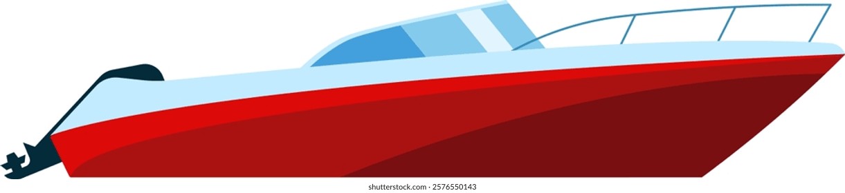 Red and white motorboat sailing across the sparkling sea, embodying the essence of travel, leisure, and exhilarating maritime adventures on sunny days