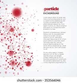 Red and white network with particles design backdrop