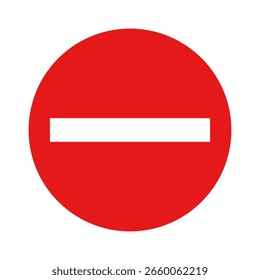Red and white no entry symbol icon vector