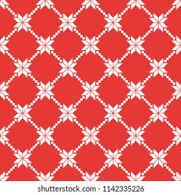 Red and white norwegian vector seamless pattern in flat modern style